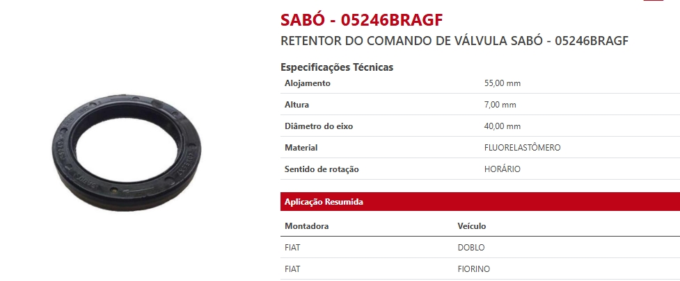 Retentor Comando Valv Uno,palio,siena,strada Evo, Palio,siena,strada 16V